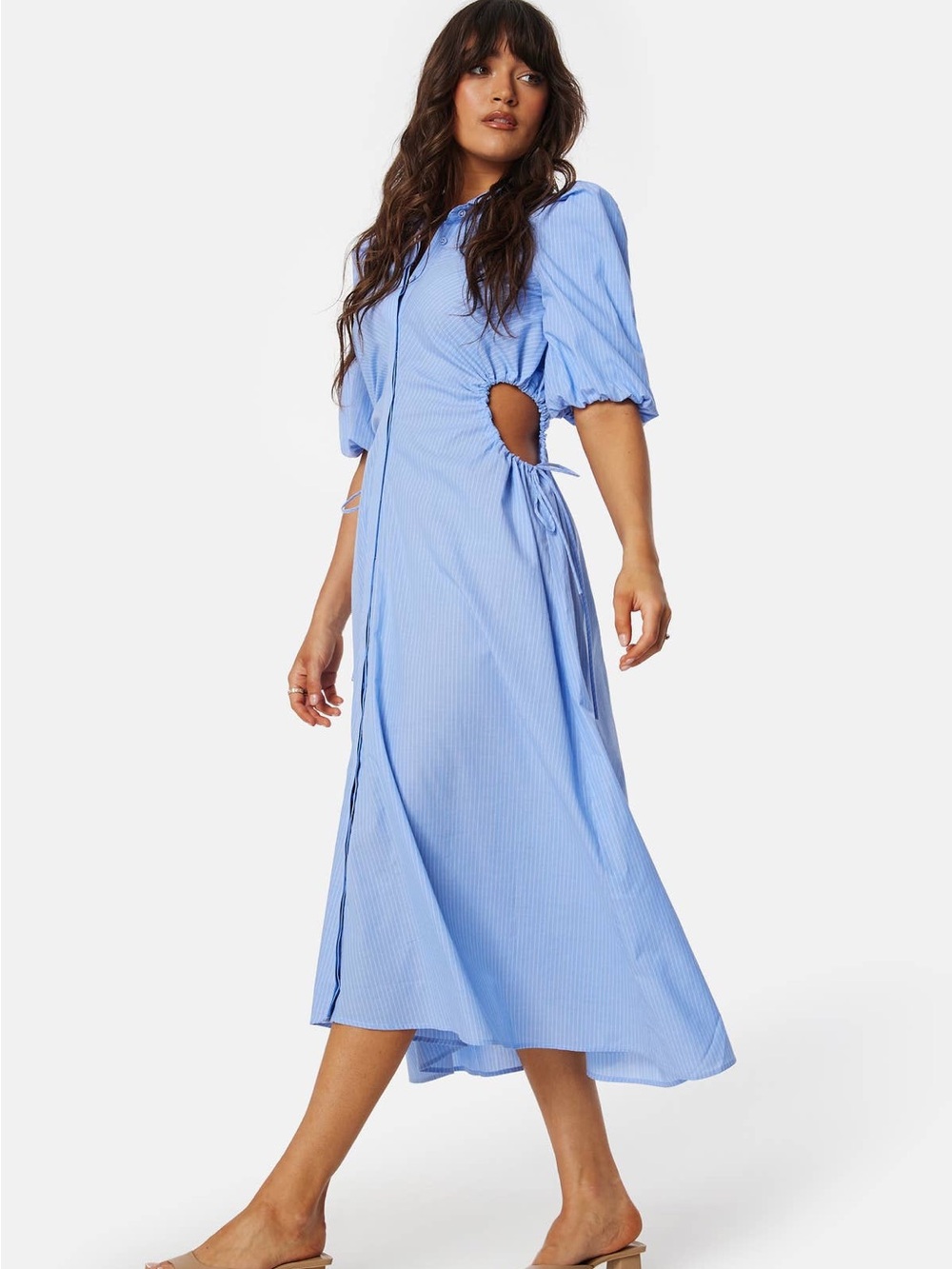 Bardot Sky Blue Puff-Sleeve Maxi Dress - Picture 3 of 9